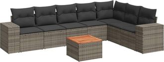 vidaXL Vidaxl - Set De Sof&aacute;s De Jard&iacute;n 8 Pzas Y Cojines Rat&aacute;n Sint&eacute;tico Gris