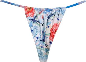 Agua Bendita Slip bikini a fiori con cristalli - Blu
