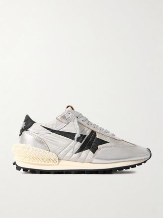 Golden Goose Sneakers In Ripstop Con Finiture In Pelle Metallizzata E Gomma Running Marathon - Argento