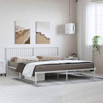 Berkfield Home Metal Bed Frame with Headboard White 193x203 cm