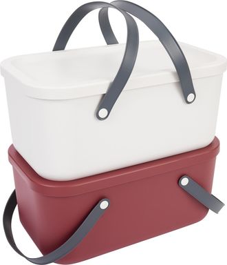 Rotho Einkaufskorb ROTHO RUMA 2 tlg., Damen, rot (rot, wei&szlig;), Kunststoff, Einkaufsk&ouml;rbe Einkaufskorb