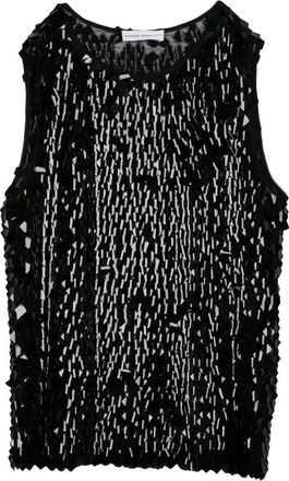 Niccol&ograve; Pasqualetti Total Paillettes Mouwloze Top - Dames - Tops zonder mouwen - Zwart - M - Polyester - Tops