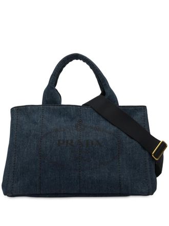 Prada 2013-2025 Denim Canapa Logo satchel - Blue