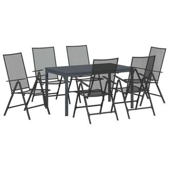 Berkfield Home 7 Piece Garden Dining Set in Anthracite Steel in Dark Grey