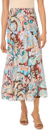 Vince Camuto Printed Midi Skirt in Cocoa at Nordstrom Rack, Size X-Large