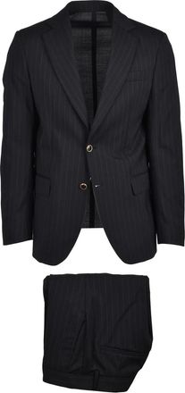 Mars&eacute;m Black Virgin Wool Polyester Elastane Men Suit