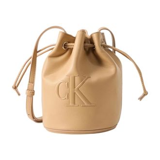 Calvin Klein Bucket Bags, female, Beige, Size: ONE SIZE Bold Small Bucket Bag