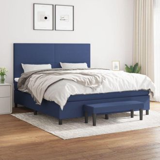 vidaXL Vidaxl - Cama Box Spring Con Colch&oacute;n Tela Azul 180x200 Cm