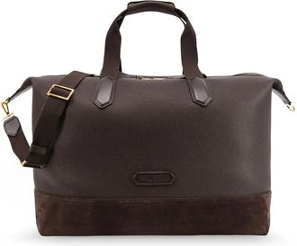 Tom Ford Leren Reistas met Su&egrave;de Inzetstukken - Heren - Weekendtassen - Bruin - ONE Size - Su&egrave;de - Tassen