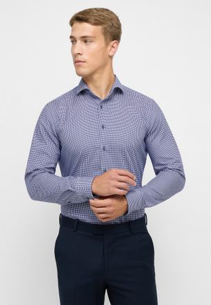Eterna Langarmhemd ETERNA SLIM FIT, Herren, Gr. 41, Extra verl&auml;ngerter Arm, dunkelblau, Twill, 100% cotton, schmal, Manschette, Hemden Langarmhemd, NON IRON 