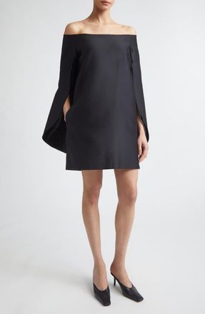 Gia Studios Dove Wool & Silk Off the Shoulder Dress in Black at Nordstrom, Size 6 Us