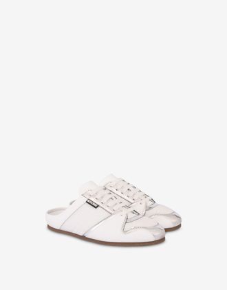 Moschino Mesh and calf leather sabot - White