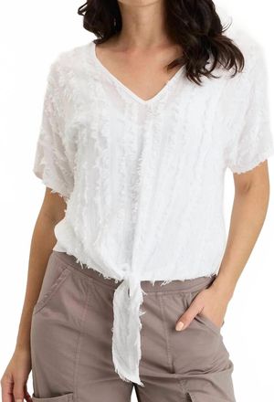 Xcvi Curine V-Neck Tie-Front Tee In White