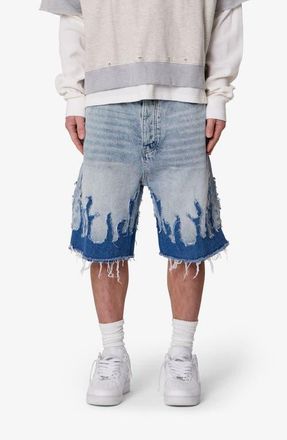 mnml Flame Rip & Repair Denim Shorts in Blue at Nordstrom, Size 32