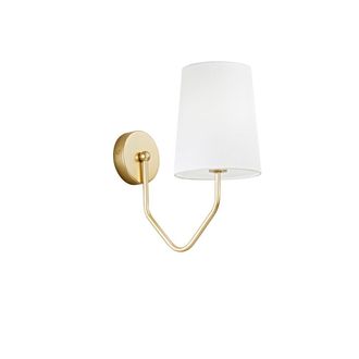 Luce-Ambiente-Design Aplique Sally de Metal Dorado con Pantalla de Tela Blanca