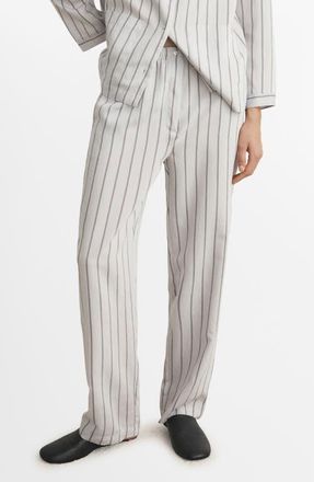 Mango Stripe Pajama Pants in Grey at Nordstrom, Size Medium