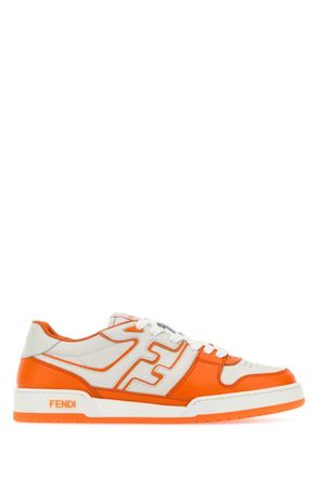 Fendi Orange Two-tone Leather Sneakers