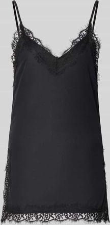 Gina Tricot Blusentop mit Spitzebesatz und Spaghettitr&auml;gern in Black, Gr&ouml;&szlig;e XS