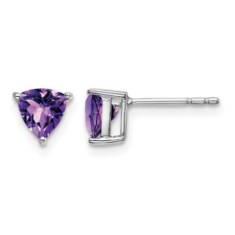 Diamond2Deal 14k White Gold Trillion Amethyst Earrings