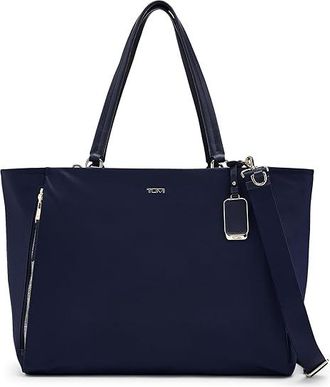 Tumi Valetta Large Tote Tote Handbags Indigo/Light Gold, Leather/Nylon