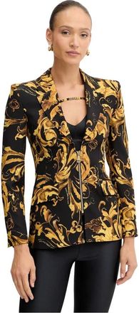 Versace Jeans Couture Jassen, Dames, Veelkleurig, L, Leer, Gebloemd Jasje