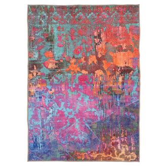 Kukoon Pink & Teal Multi Colour Abstract Maximalist Living Room Area Rug | Size: 120 cm x 170 cm