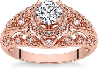 Pompeii3 1 1/2Ct Diamond Vintage Engagement Ring 14k Gold Lab Grown