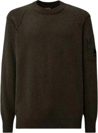 C.P. Company Groene Wollen Ribtrui - Heren - Ronde hals truien - Groen - XL - Wol - Truien & Vesten