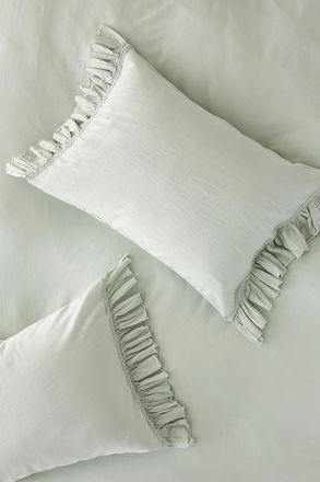 Anthropologie Organic Cotton Spa Sateen Ruffled Shams, Set of 2