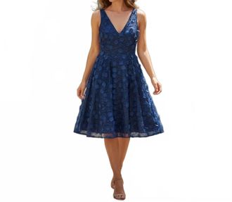 Eliza J Floral Lace Midi Dress In Navy