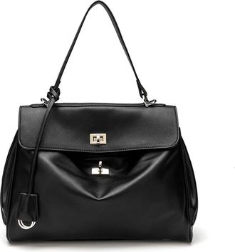 Generic Women Bags Leather Brown Suede Totes Shoulder Handbags(Black Silver)