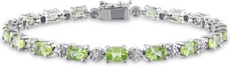 Amour 8 4/5 CT TGW Peridot and Diamond Bracelet In Sterling Silver