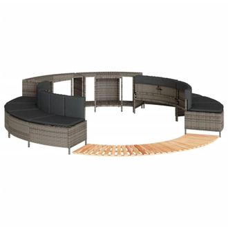 vidaXL Bordo per Spa Grigio in Polyrattan e Legno Massello di Acacia vidaXL