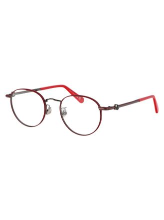 Moncler ML5204 Metal Round Eyeglasses - Burgundy