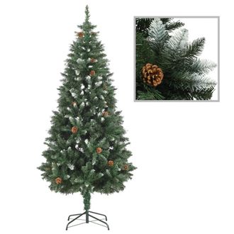 vidaXL Vidaxl &Aacute;rbol De Navidad Artificial Con Pi&ntilde;as Y Brillo Blanco 180 Cm