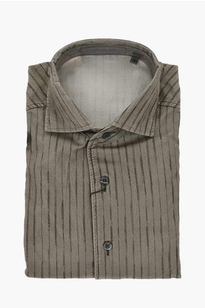 Corneliani Ribbed Velour Shirt with Striped Pattern size 38