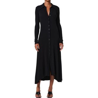 Citizens Of Humanity Gila Long Sleeve Rib Polo Shirtdress in Black at Nordstrom Rack, Size X-Small