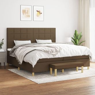 vidaXL Vidaxl - Cama Box Spring Con Colch&oacute;n Tela Marr&oacute;n Oscuro 200x200 Cm
