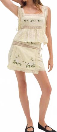 For Love & Lemons Jolene Embroidered Mini Skirt In Beige