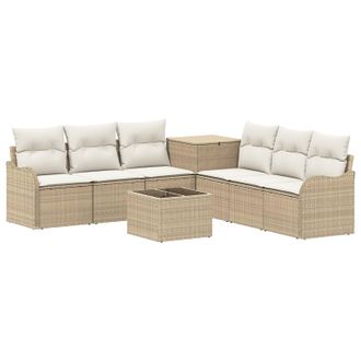 vidaXL Set Di Divani 8 Pz Beige E Bianco Crema Vidaxl