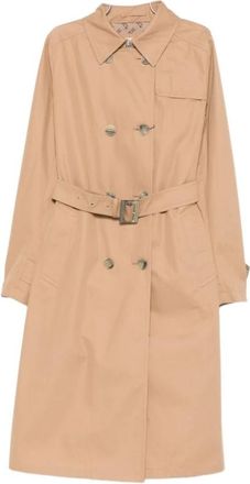 Herno Jassen Camel - Dames - Trenchcoats - Bruin - XL - Leer - Jassen