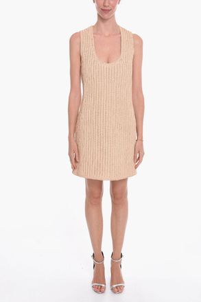 Bottega Veneta Vestito Midi in Pelle Intrecciato a Mano Bottega Veneta
