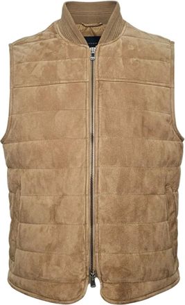 Isaia Gilet trapuntato in pelle scamosciata - Toni neutri