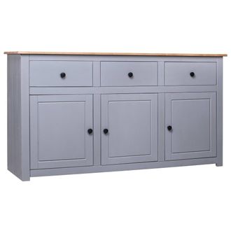 Berkfield Home Sideboard Grey 135x40x80 cm Solid Pinewood Panama Range | Size: 135 x 40 x 80 cm