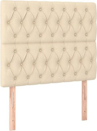 vidaXL Cabecero Con Luces Led Tela Crema 100x7x118/128 Cm Vidaxl