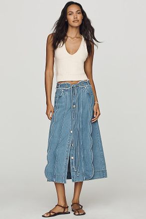 Farm Rio Ora Denim Midi Skirt