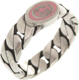 Gucci Silver Pink Silver 925 Band Ring (Pre-Owned)