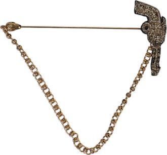 Dolce & Gabbana Revolver-Embossed Gold Brass Brooch - Gold