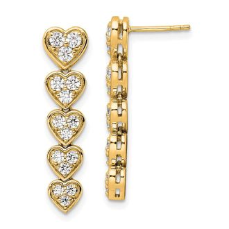 Diamond2Deal 14k Gold 1 ct Lab Grown Diamond Heart Dangle Earrings VS Clarity, D-E Color