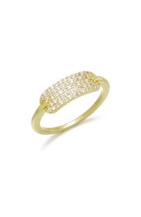 Adornia 14K Gold Plated Pav&eacute; Cubic Zirconia Oval Bar Ring at Nordstrom Rack, Size 7